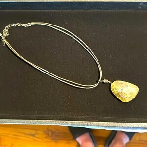 Leather 2strand stone necklace